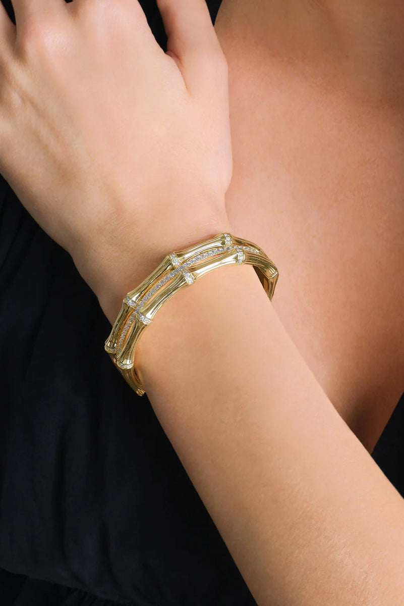 Bamboo Stacked Hinged Bangle