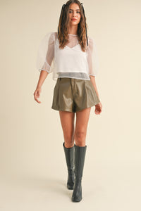 Pepper Pleated Leather Shorts