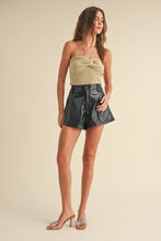 Pepper Pleated Leather Shorts