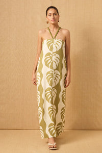 Midsummer Palm Strapless Dress