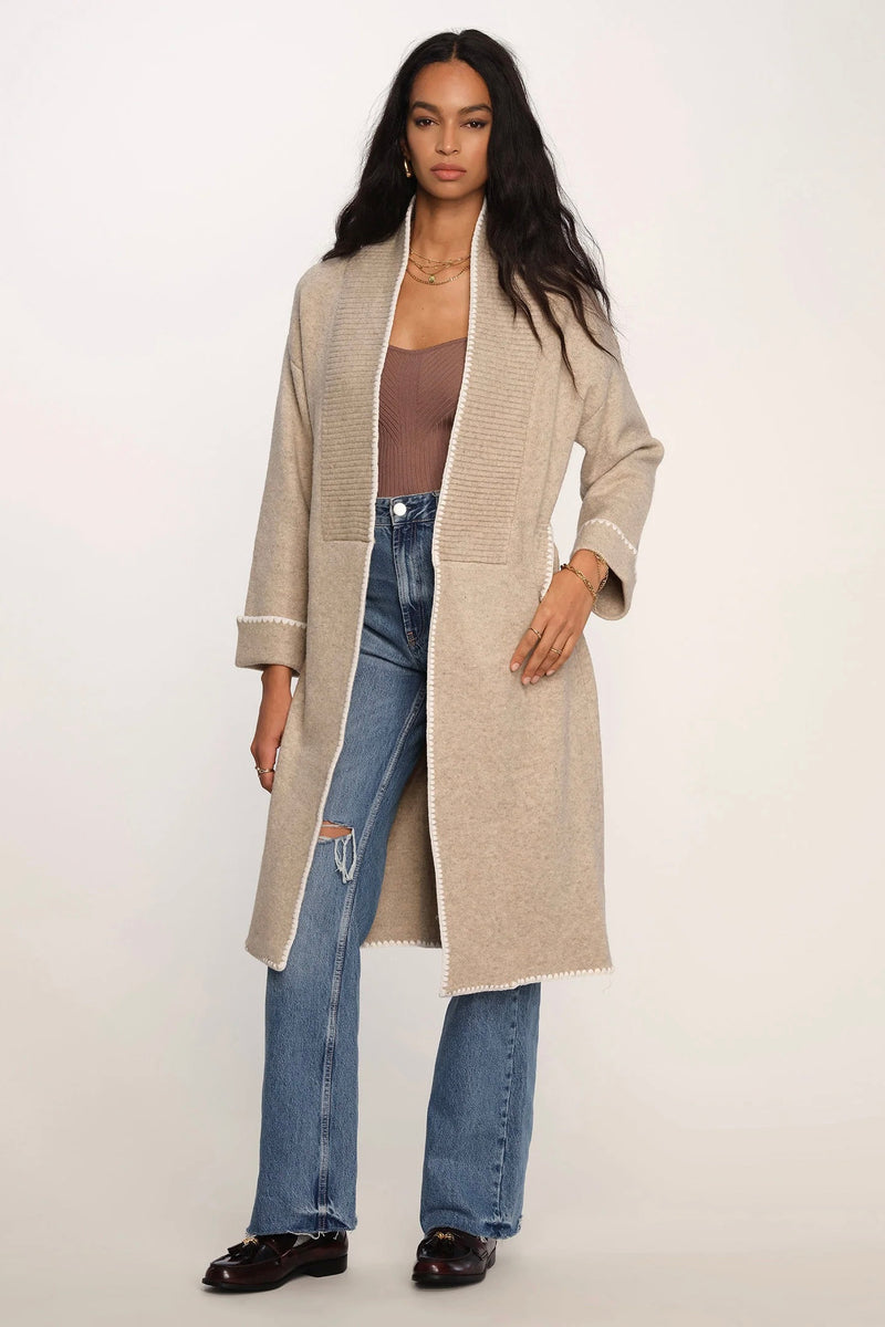 knitted shaw fit natural color coat 