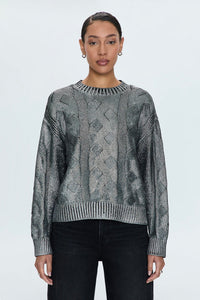 silver grey metallic cable knit pistola sweater