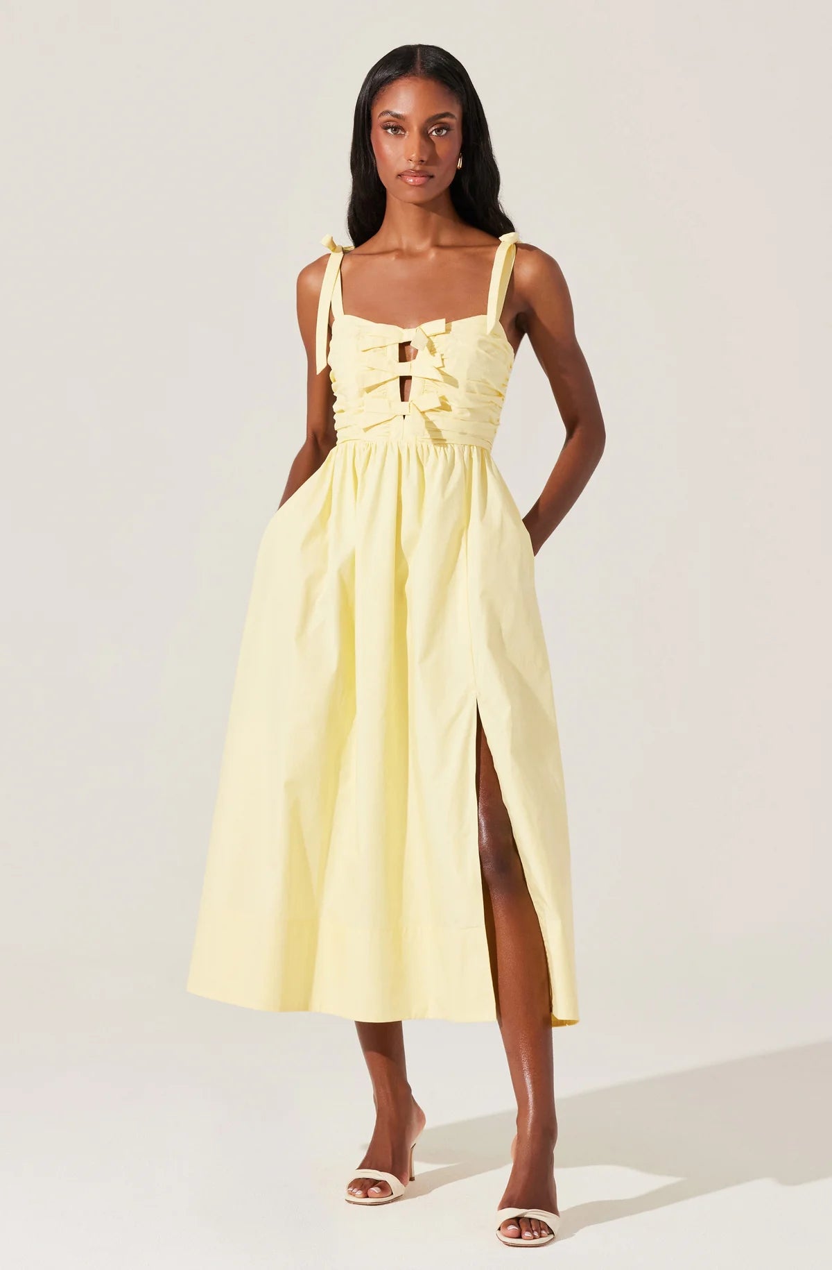 Helia Bow Front Midi Dress