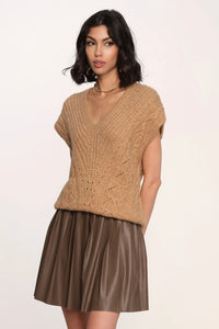 relaxed fit heartloom light brown sweater vest top 