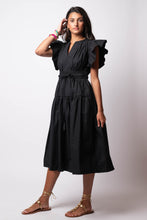 ruffle sleeve midi dress