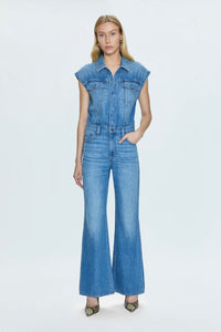 sleeveless denim jumpsuit pistola