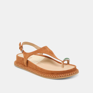 platform thong sandal suede gemstone accent