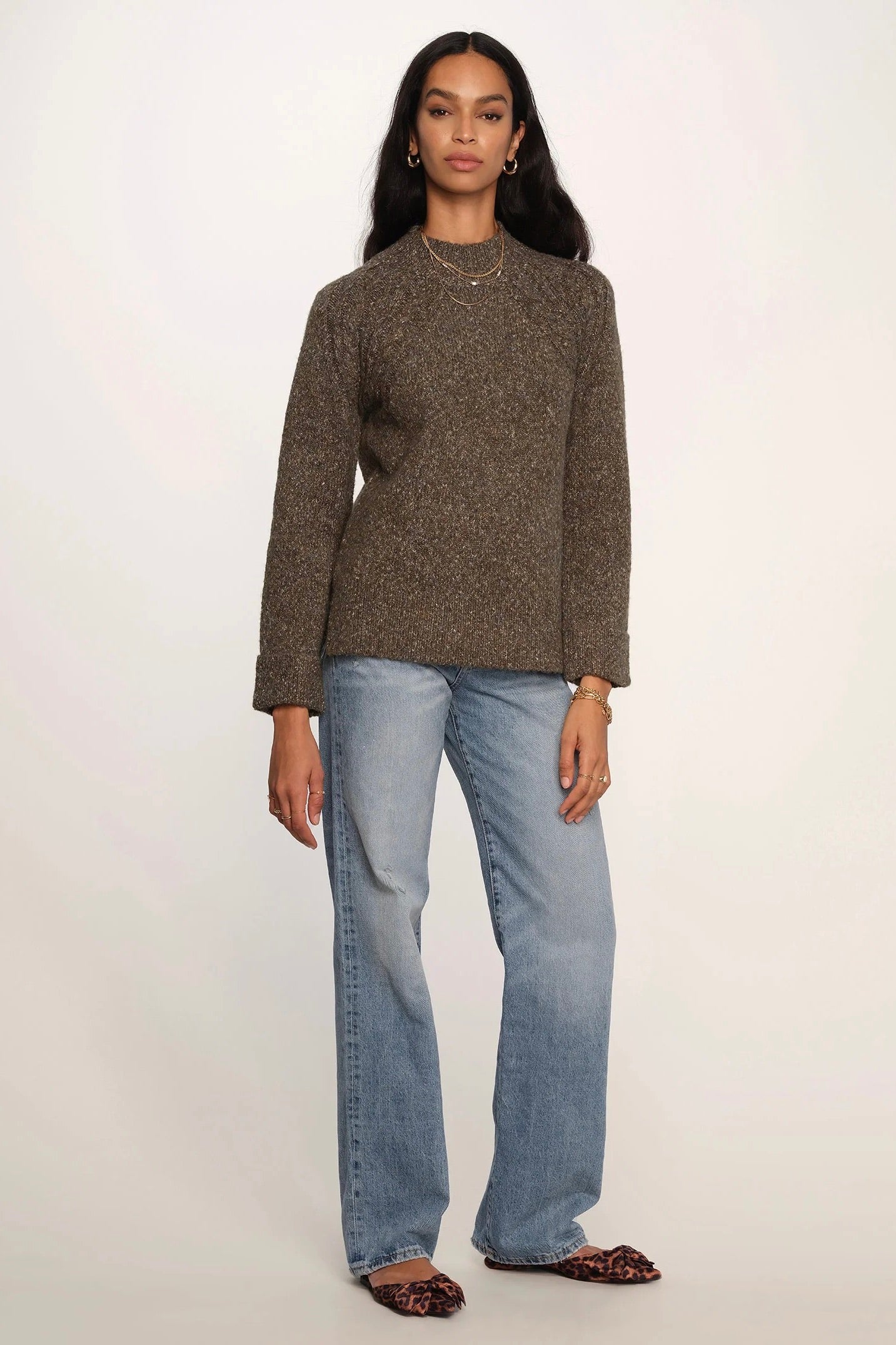 mock neck knitted long sleeve sweater top heartloom 