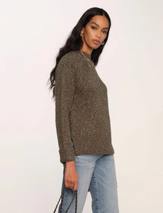 cuffed sleeve mock neck knitted sweater top heartloom