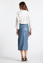 zipper closure faux leather midi skirt 