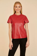 short sleeve red faux leather top