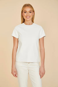 white vegan leather zipper closure top