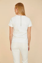 short sleeve white leather top