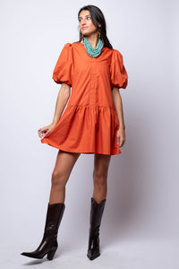 Terracotta Puff Sleeve Mini