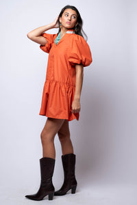 Terracotta Puff Sleeve Mini