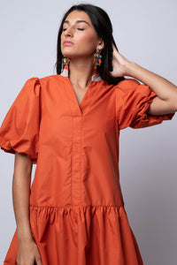 Terracotta Puff Sleeve Mini