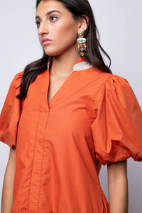 Terracotta Puff Sleeve Mini