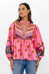 long sleeve pink sante fe top