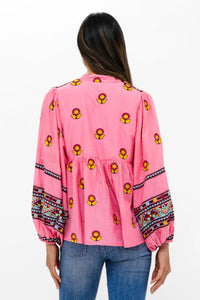 pink long sleeve oliphant top