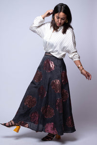 black floral detail maxi skirt 