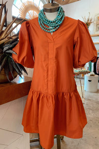 Terracotta Puff Sleeve Mini