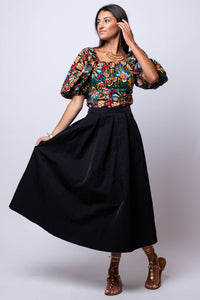 nylon black midi skirt 