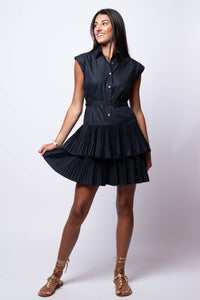 pleated navy mini