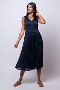 sleeveless navy midi