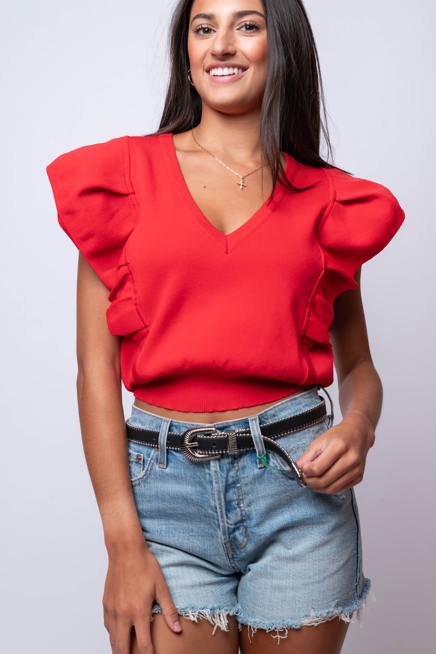 red knit top 