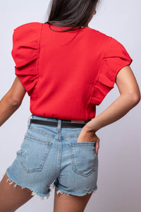 pleated sleeve top