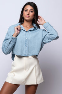 cropped long sleeve button up