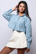 denim button crop 