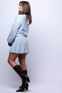 knitted blue sweater skirt 