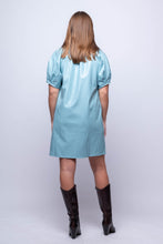 mid length sleeve blue mini dress