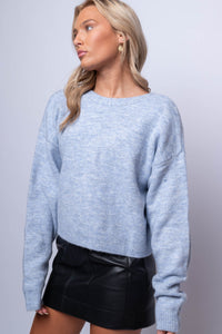 crew neck blue long sleeve sweater top 