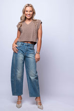 medium wash denim bow leg bottoms