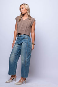 mid rise arched leg jeans 