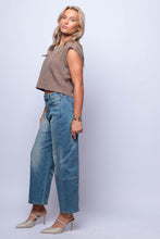 bow leg wide fit denim bottoms